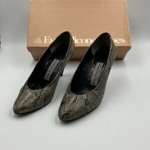 VTG Evan-Picone Faux Snake Skin Heels Shoes Womens‎ Sz 6 Medium Made in Spain